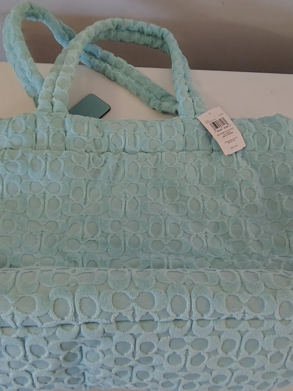 Coach Light Aqua Signature Terry Cloth Tote